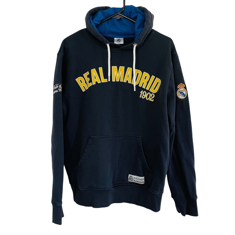$100 Real Madrid Hoodie Logo‎ Navy Blue Official Licensed Mens Large Baseball
